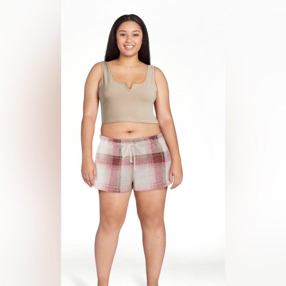 🔴 3/$12 No Boundaries Plaid Sleep‎ Shorts in Pink and White! NWT! Size Large!